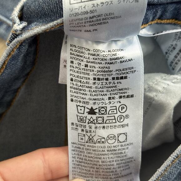 Levi’s Wedgie Skinny Distressed Button Fly Jeans Women’s 24 Blue High Rise - Picture 6 of 7